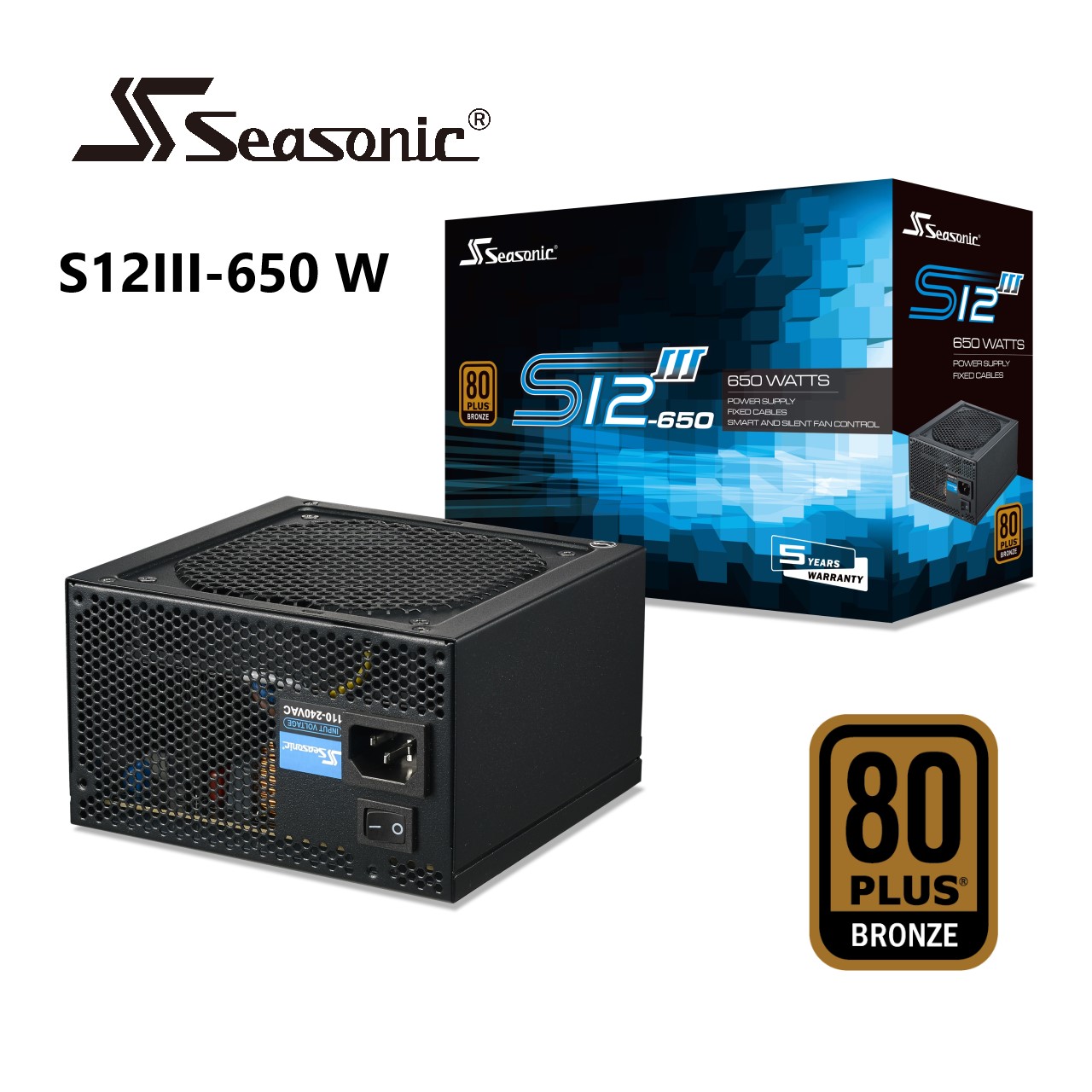 海韻 Seasonic S12III-650 電源供應器 銅牌/直出