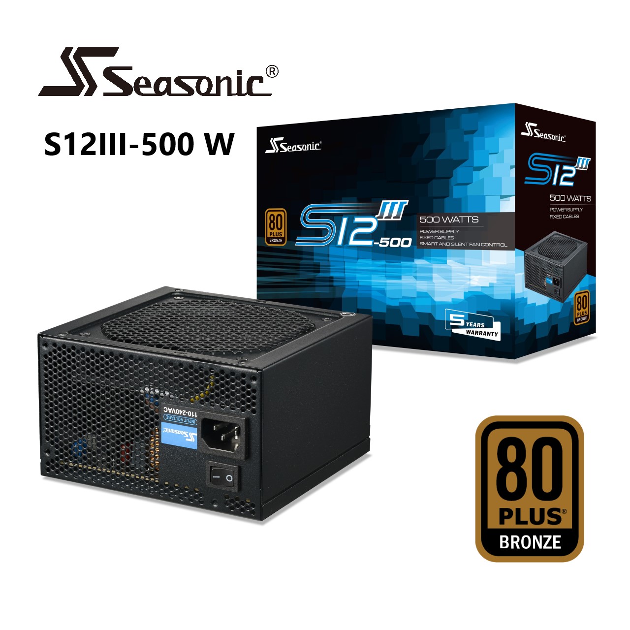 海韻 Seasonic S12III-500 電源供應器 銅牌/直出